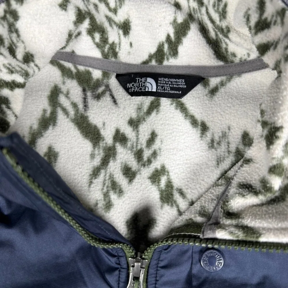 The North Face Mens Fleece Jacket Navy White Green Zigzag Print Size XL‎